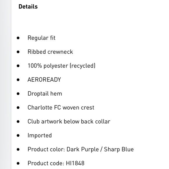 Men’s Adidas Charlotte FC 23/24 Away Jersey - Picture 7 of 7